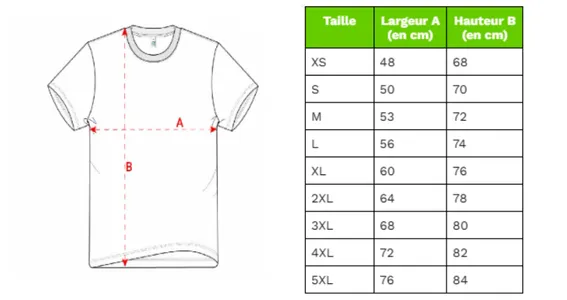 Recommandation des tailles pour le t-shirt