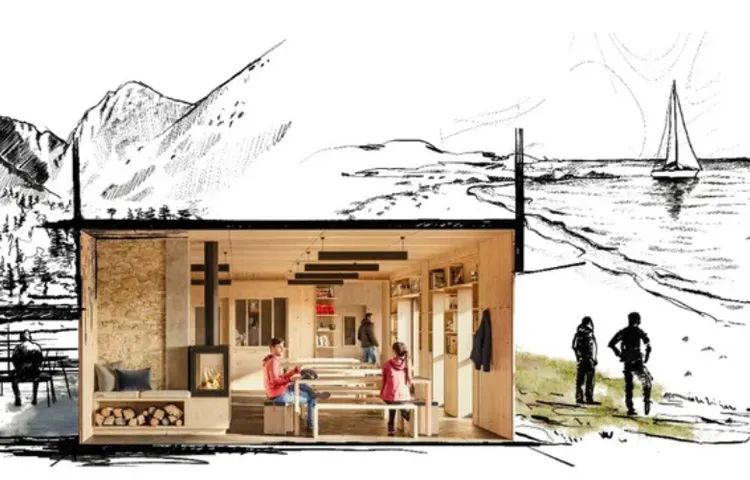 Plan de coupe du refuge des Cortalets rénové